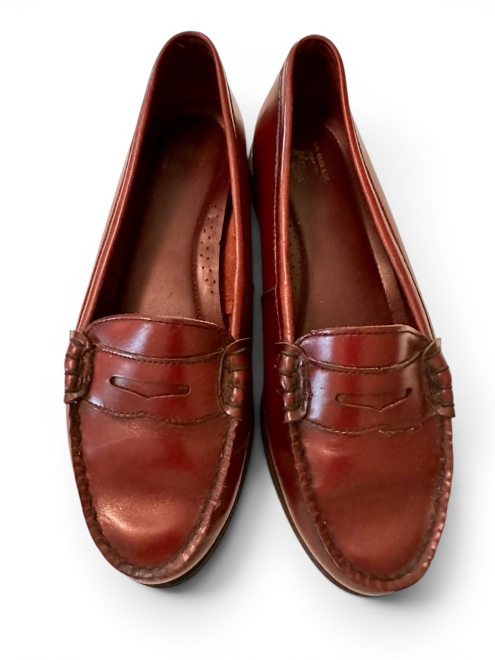 Bass Women's Burgundy Leather Penny Loafers